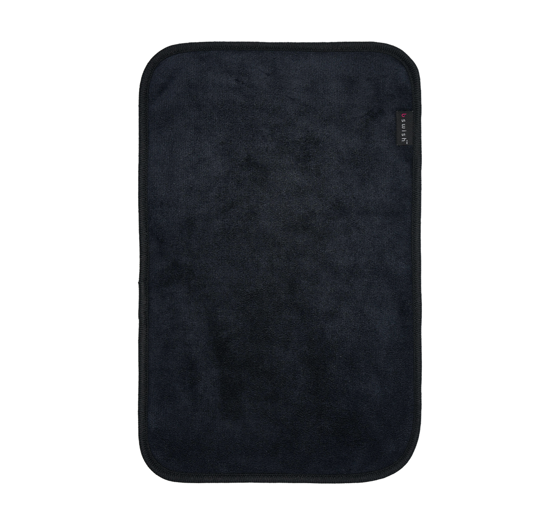 A soft black after-sex towel ready for Post-Intimacy clean-up.